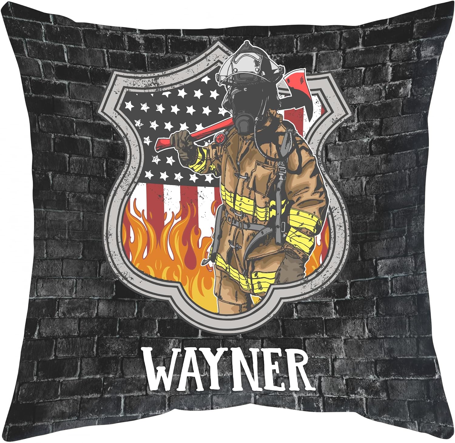 Armorial Firefighter Pattern - Personalized Pillow (Insert Included)