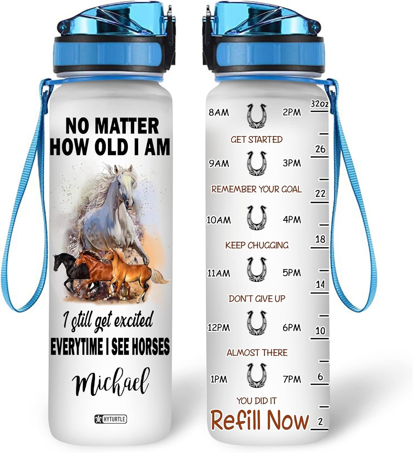 No Matter How Old I Am - Personalized Water Tracker Bottle 32oz