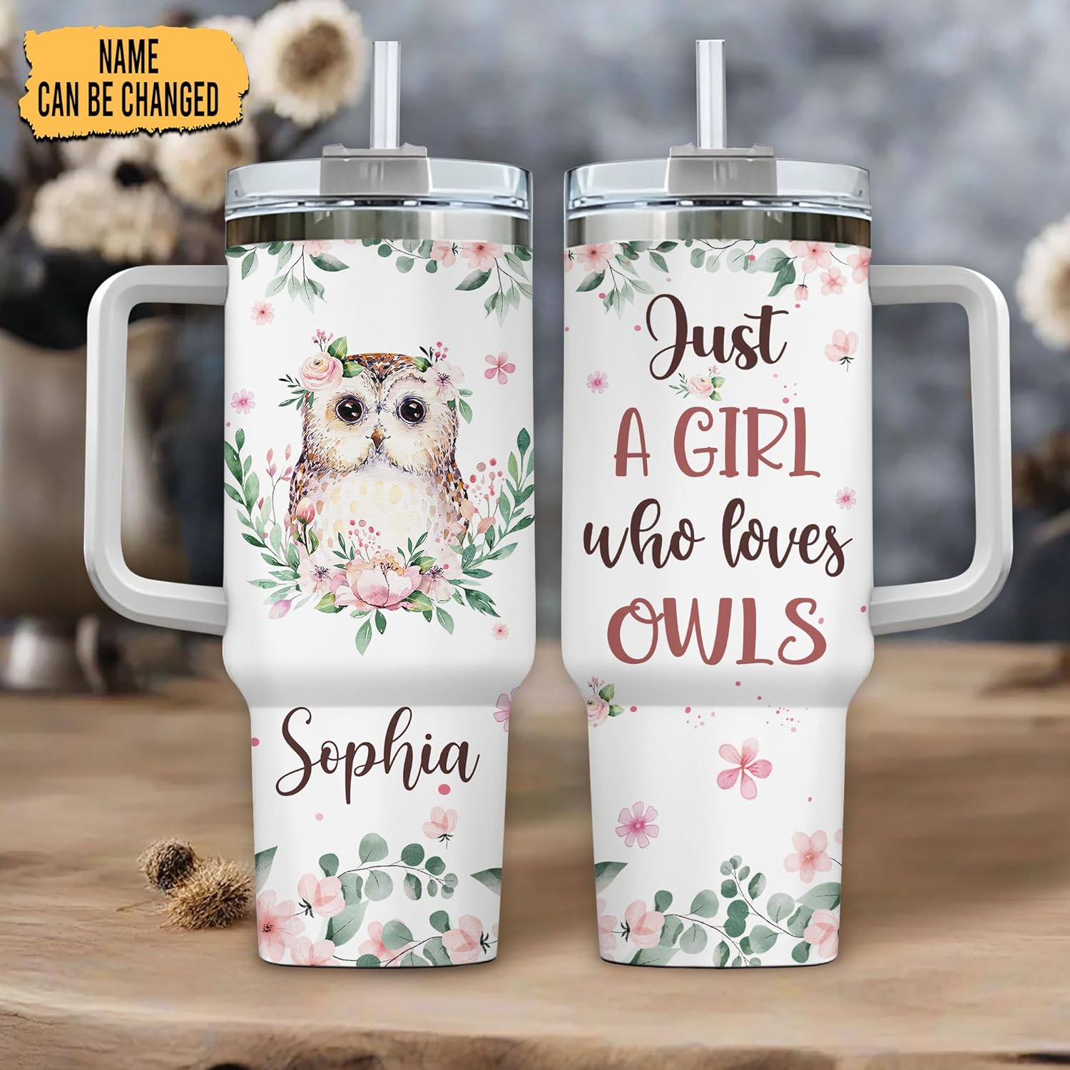 Just A Girl Who Loves Owl - Personalized Tumbler 40oz with Straw