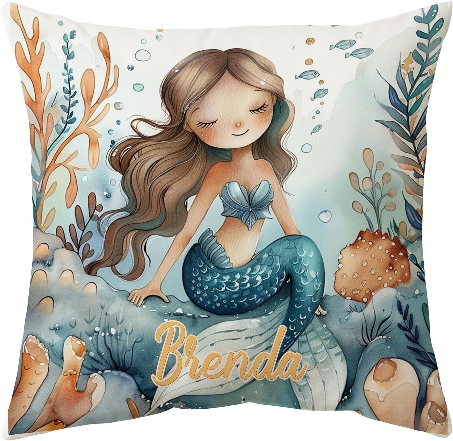 Mermaid Photo Pattern - Personalized Pillow (Insert Included)
