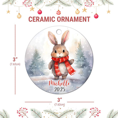 Baby Bunny First Christmas Ceramic Ornament – Personalized 2025 Keepsake Gift for Newborn Boy or Girl and New Parents