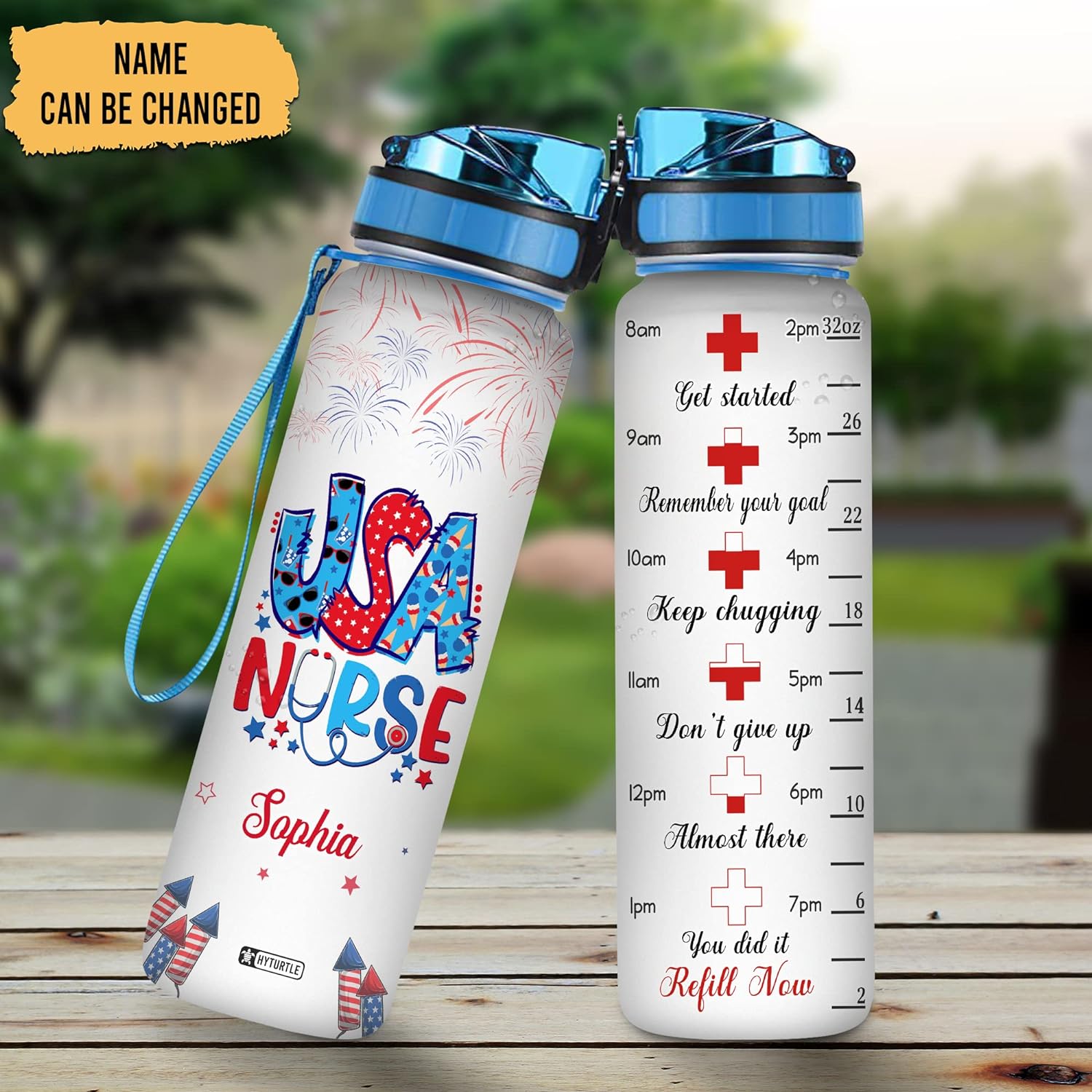 USA Nurse - Personalized Water Tracker Bottle 32oz