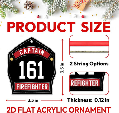 Firefighter Helmet Cut Acrylic Ornament – Personalized Christmas Gift for Fireman, EMT, or First Responder Hero