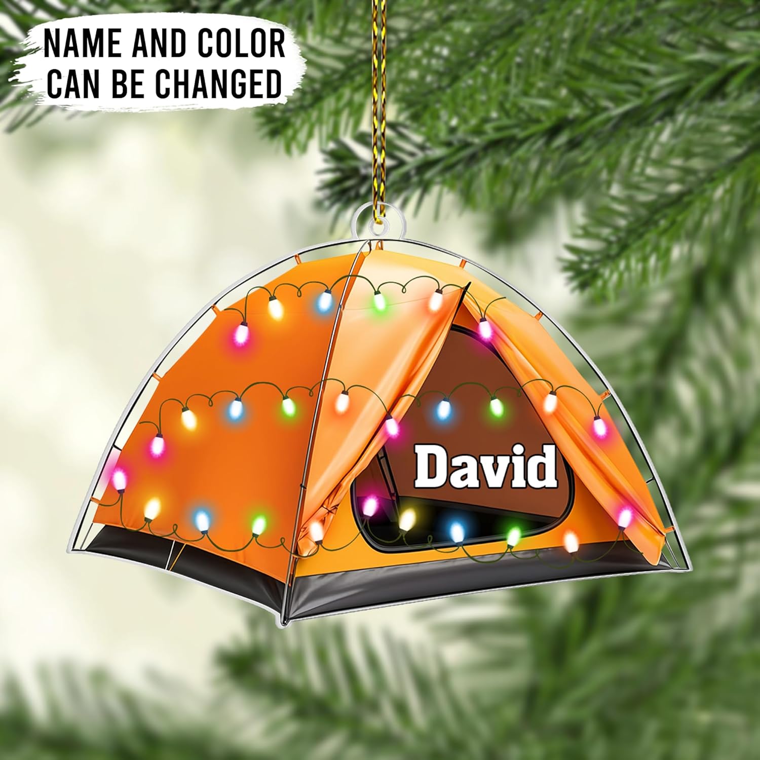 Camping Tent Personalized Acrylic Ornament – Custom Outdoor Keepsake – Unique Christmas Gift for Campers, Travelers, and Adventure Lovers