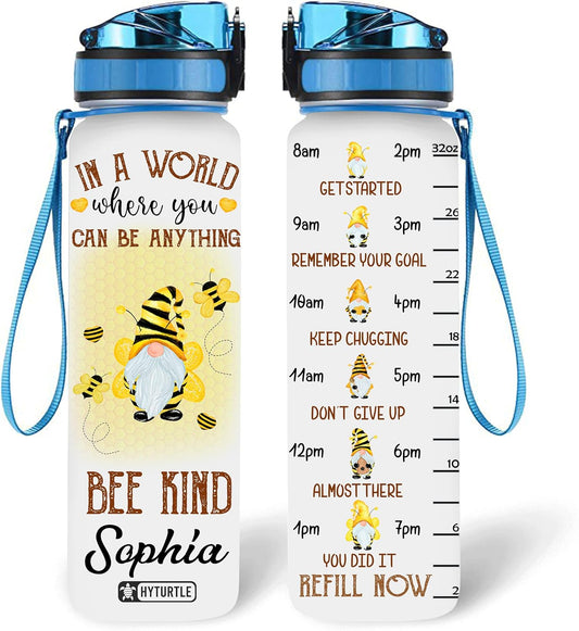 In A World Where You Can Be Anything - Personalized Water Tracker Bottle 32oz