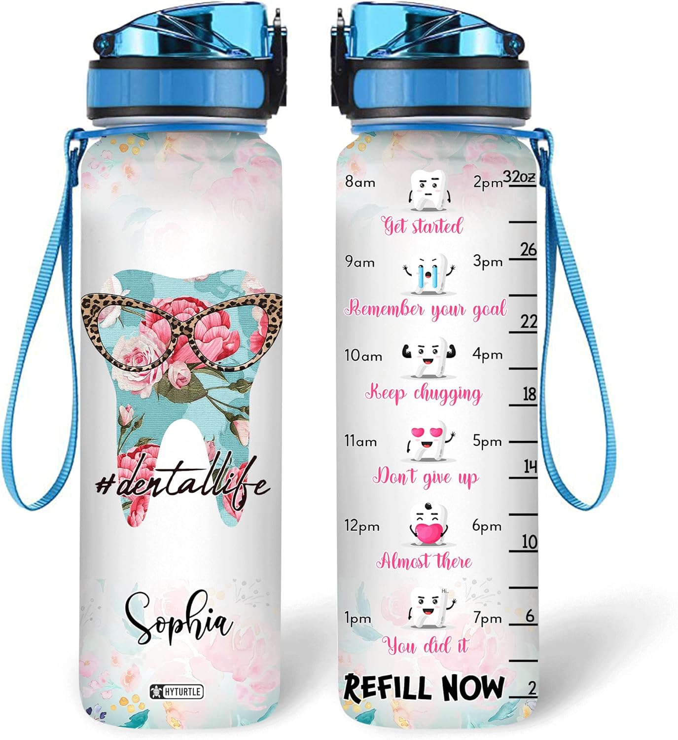 Glasses Dental Life - Personalized Water Tracker Bottle 32oz