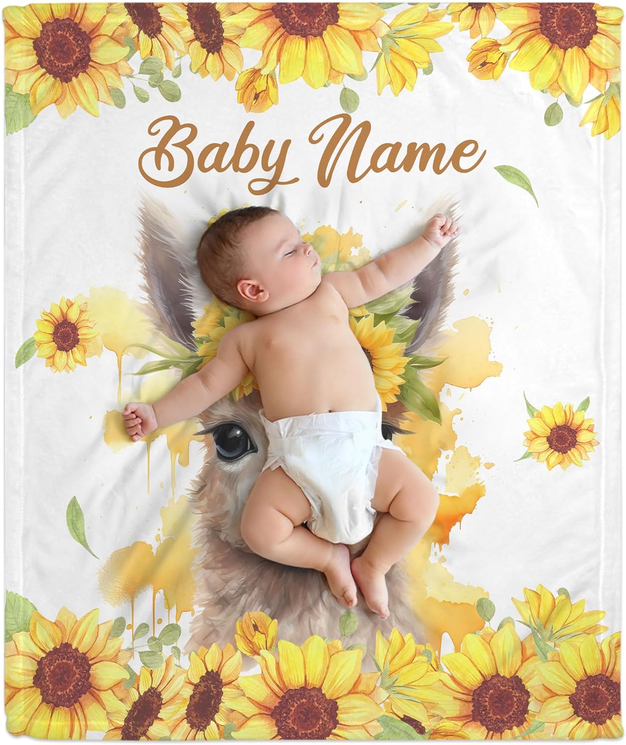Llama Pattern Baby Blanket - Personalized Blanket