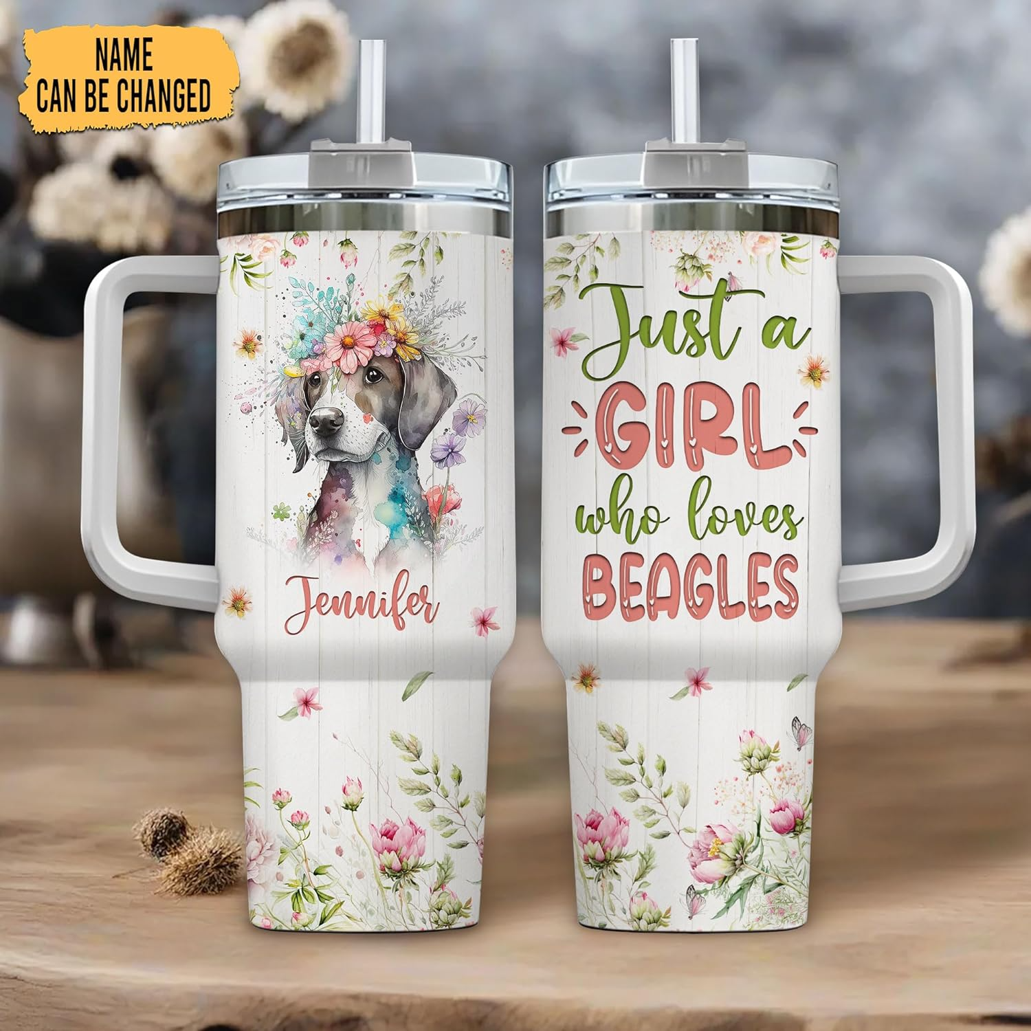 Just a Girl Who Loves Beagle - Personalized Tumbler 40oz with Straw