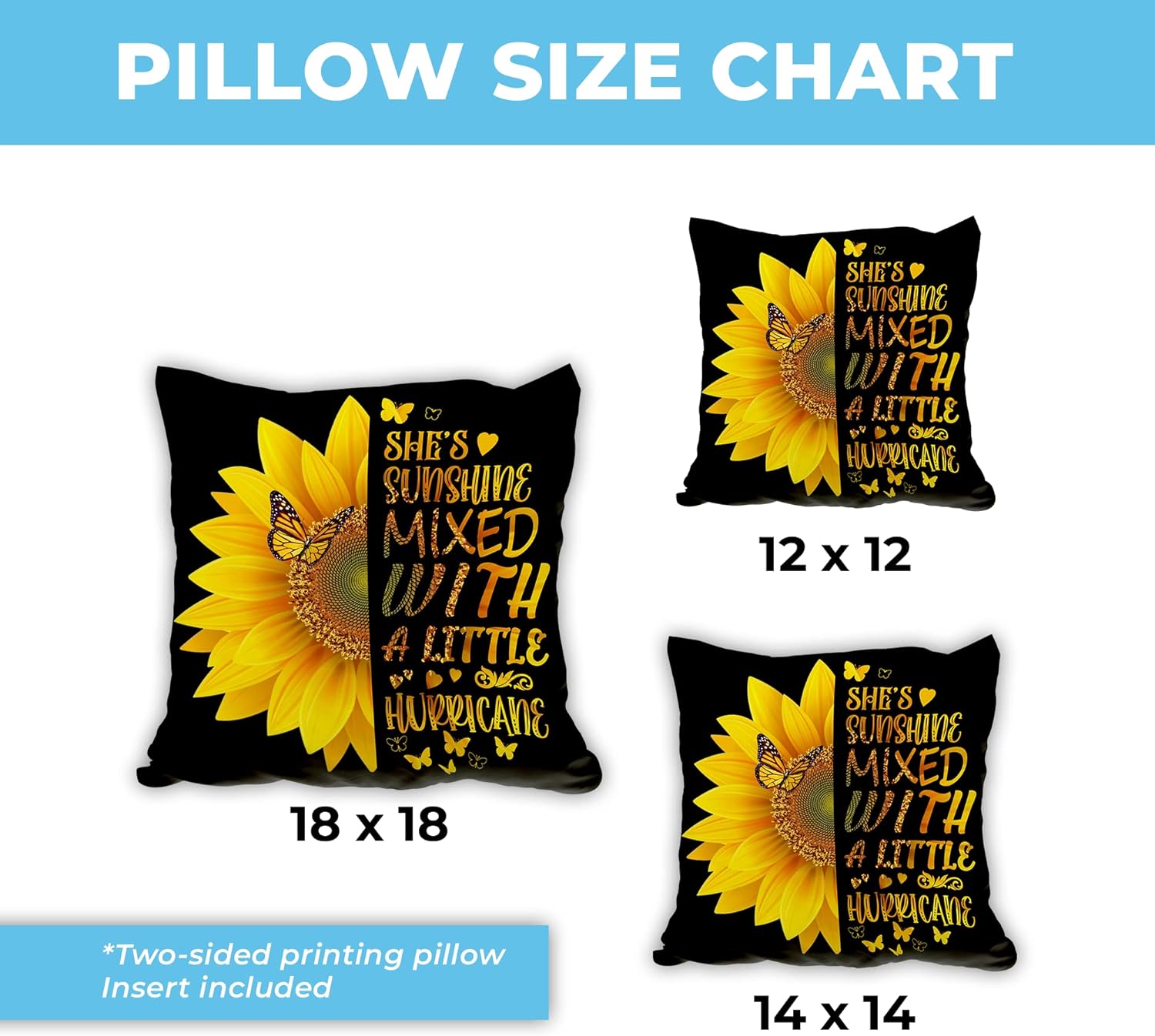 She's Sunshine Mixed With A Little Hurricane - Personalized Pillow (Insert Included)