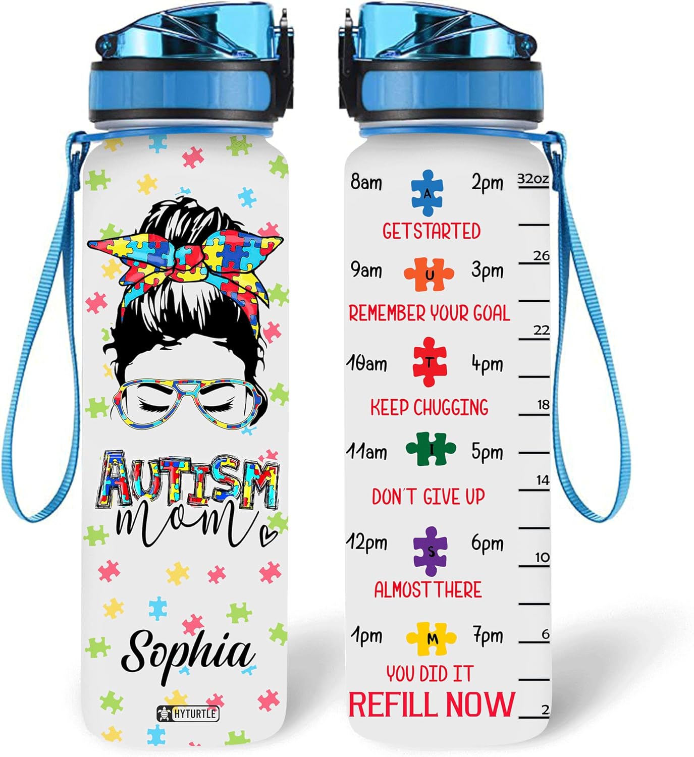 Autism Mom - Personalized Water Tracker Bottle 32oz