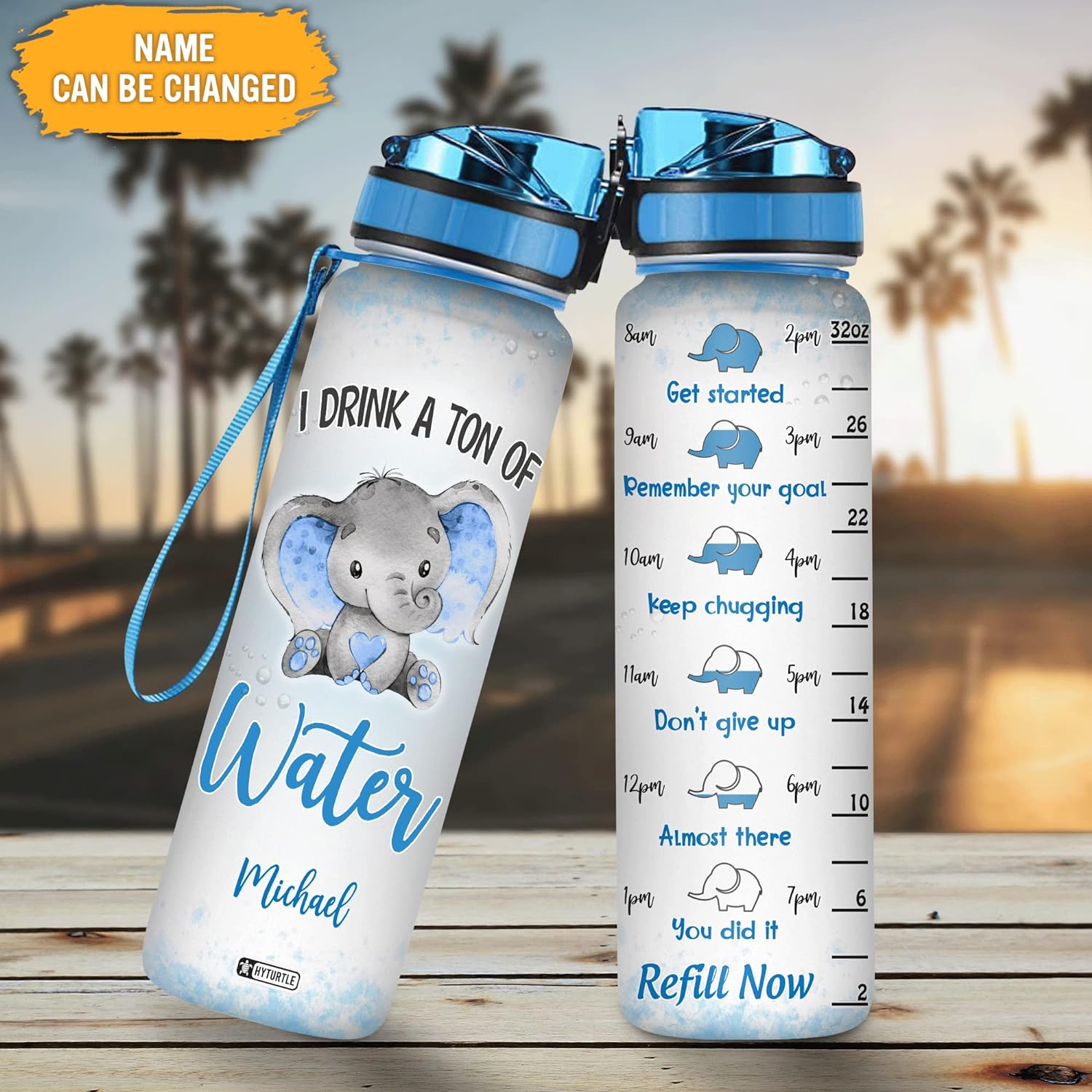 I Drink A Ton Of Water - Personalized Water Tracker Bottle 32oz