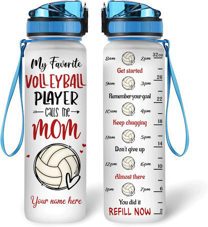 My Favorite Volleyball Player Call Me Mom - Personalized Water Tracker Bottle 32oz