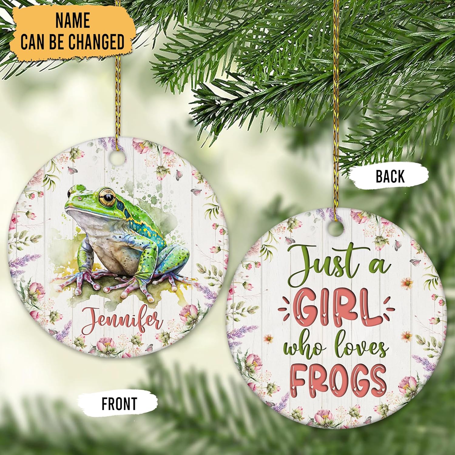 Frog Lover Ceramic Christmas Ornament  Just A Girl Who Loves Frogs Personalized Decoration  Cute Animal Gift Keepsake