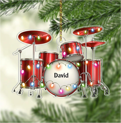 Drum Set Cut Acrylic Ornament – Personalized Music Christmas Gift for Drummer, Band Member, or Musician Lover