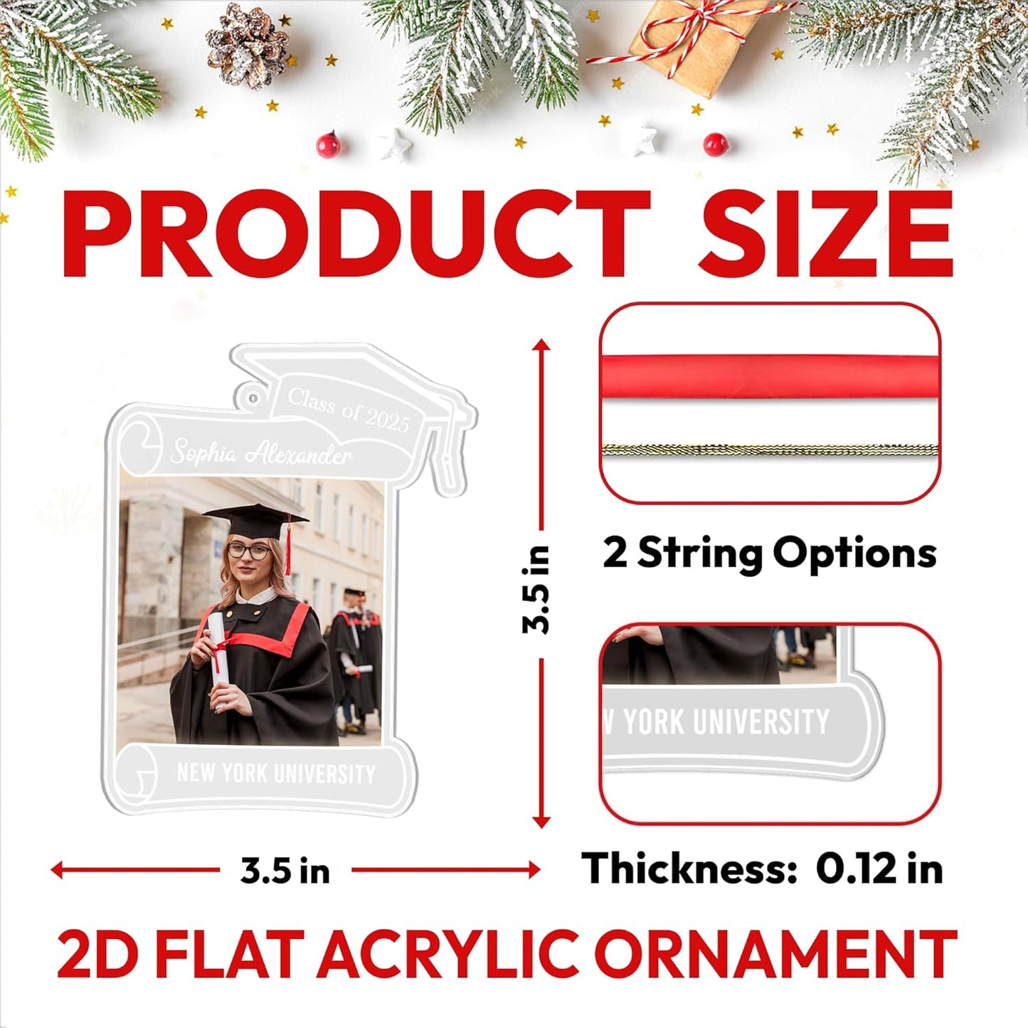 Graduation Frame Cut Acrylic Ornament – Personalized Class of 2025 Gift for Graduate, Student, or Teacher