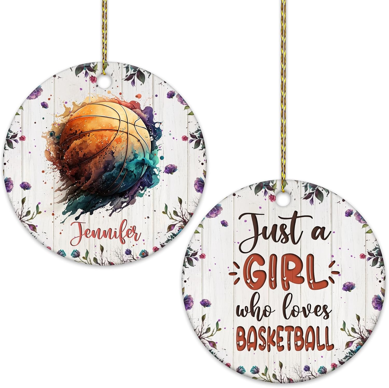 Basketball Lover Ceramic Christmas Ornament  Just A Girl Who Loves Basketball Personalized Round Decoration  Sport Gift Keepsake
