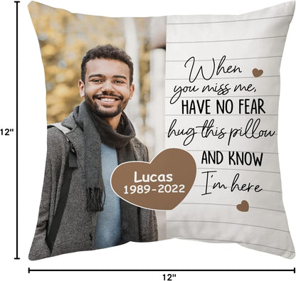 Personalized Memorial Sympathy Pillow with Insert – Custom Photo Remembrance Cushion – Bereavement Gift for Loss of Loved One