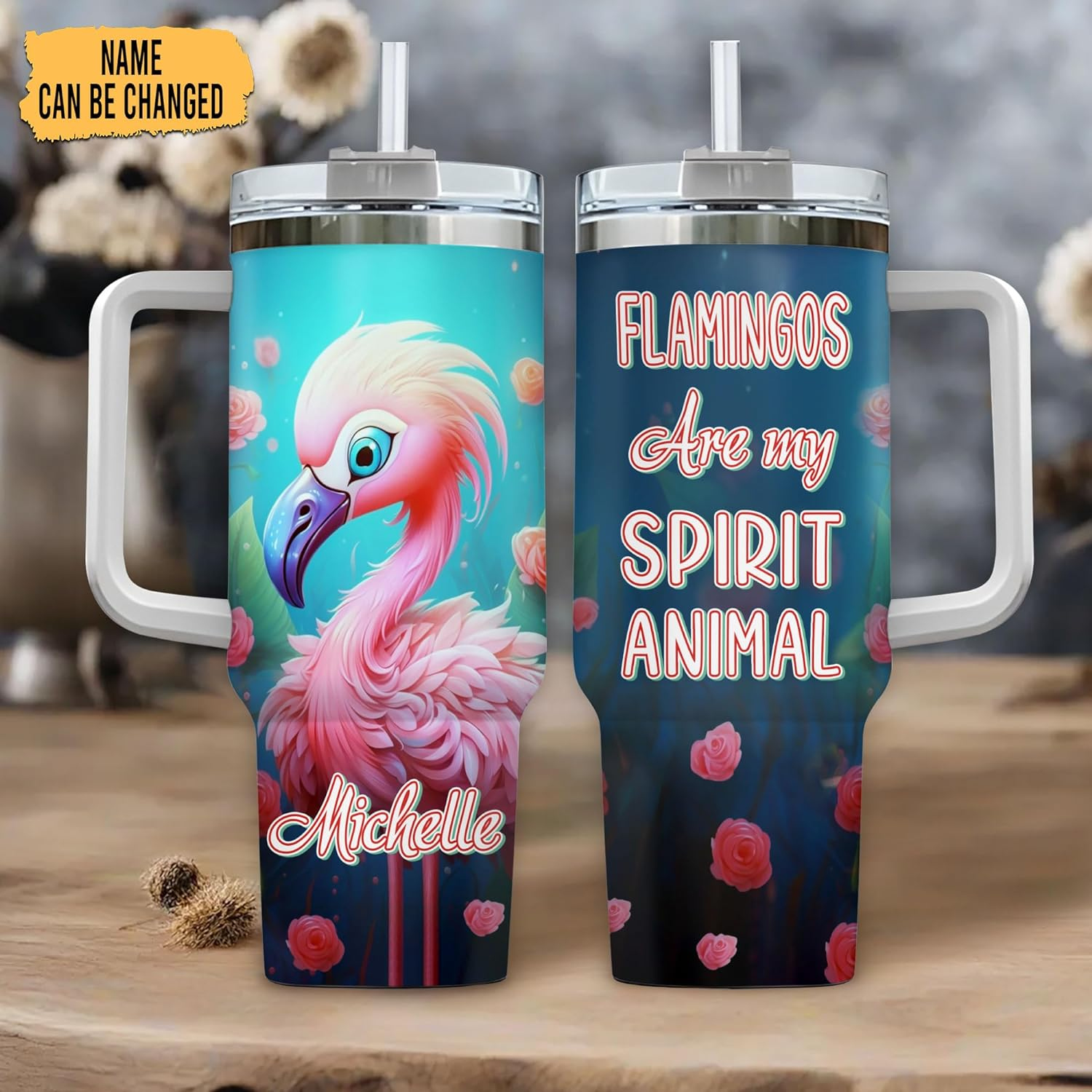 Flamingo Are My Spirit Animal - Personalized Tumbler 40oz with Straw