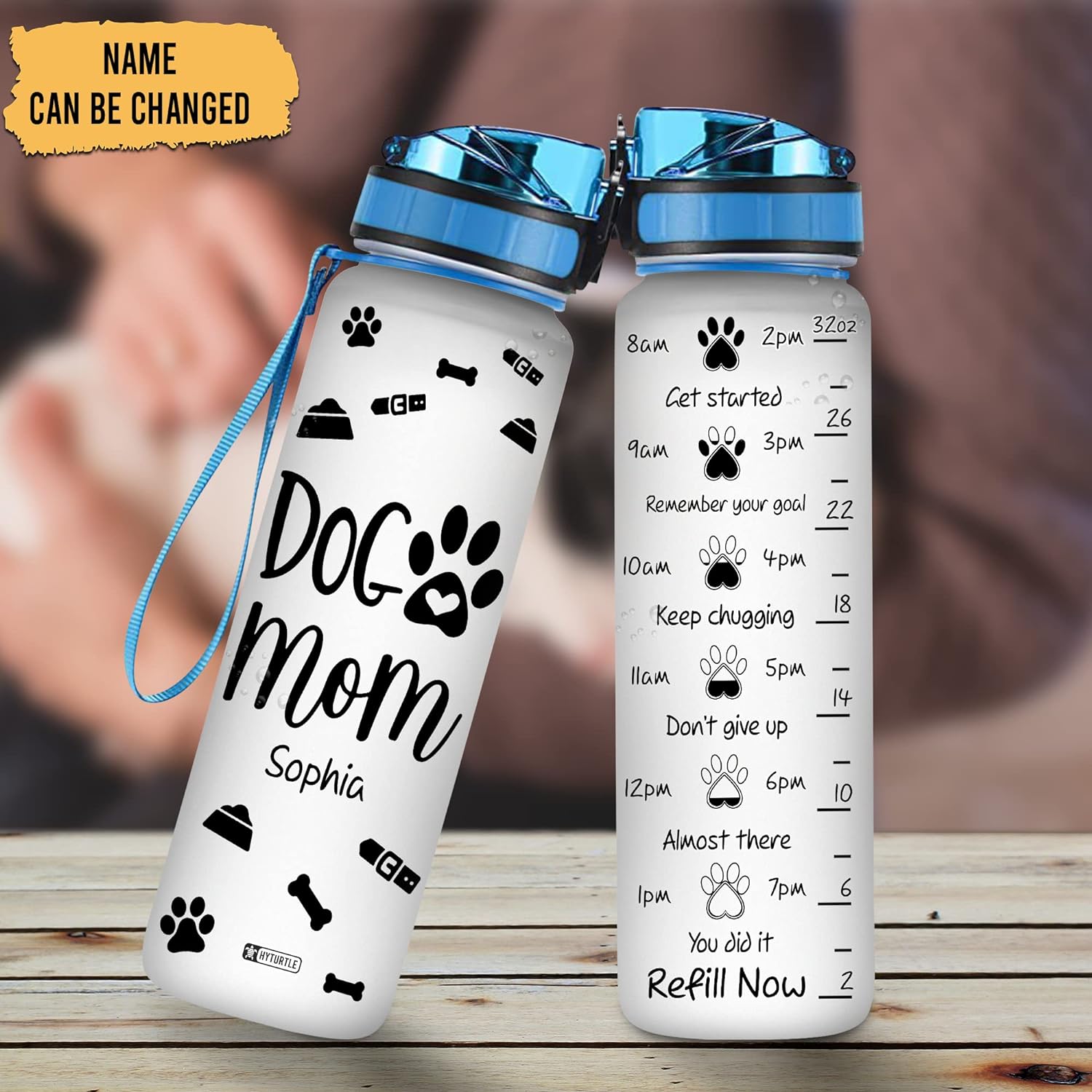 Dog Mom Bottle - Personalized Water Tracker Bottle 32oz