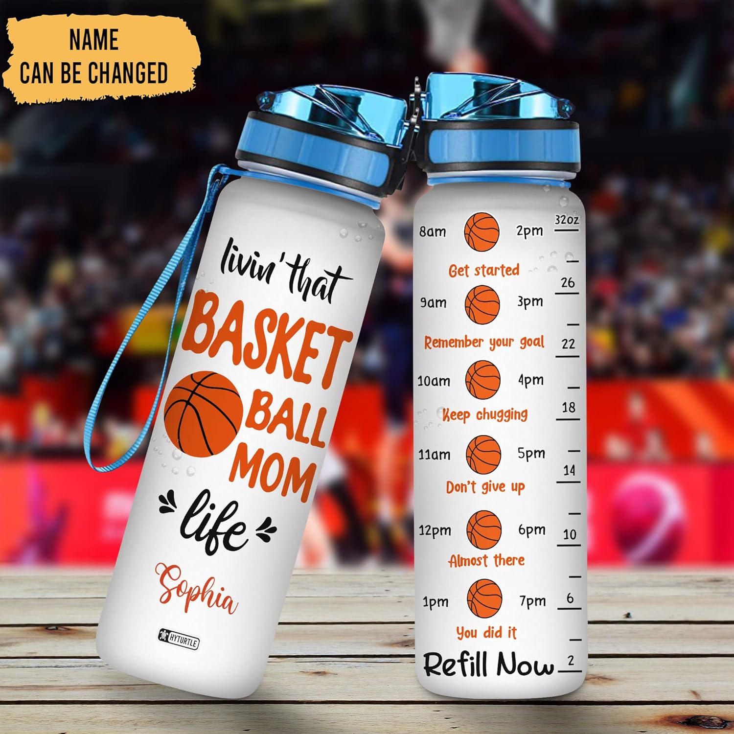 Livin' That Basketball Mom Life - Personalized Water Tracker Bottle 32oz