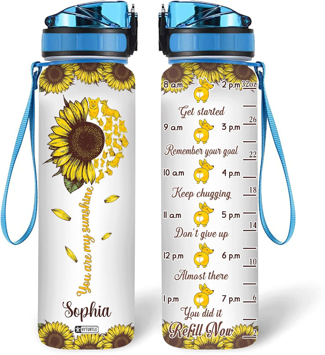 You Are My Sunshine - Personalized Water Tracker Bottle 32oz