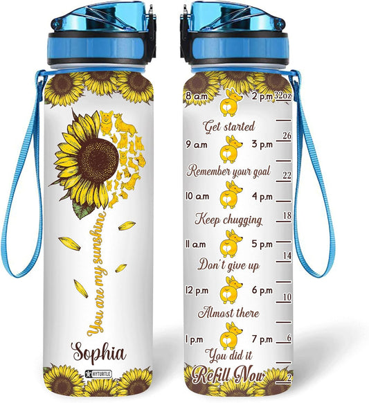 You Are My Sunshine - Personalized Water Tracker Bottle 32oz