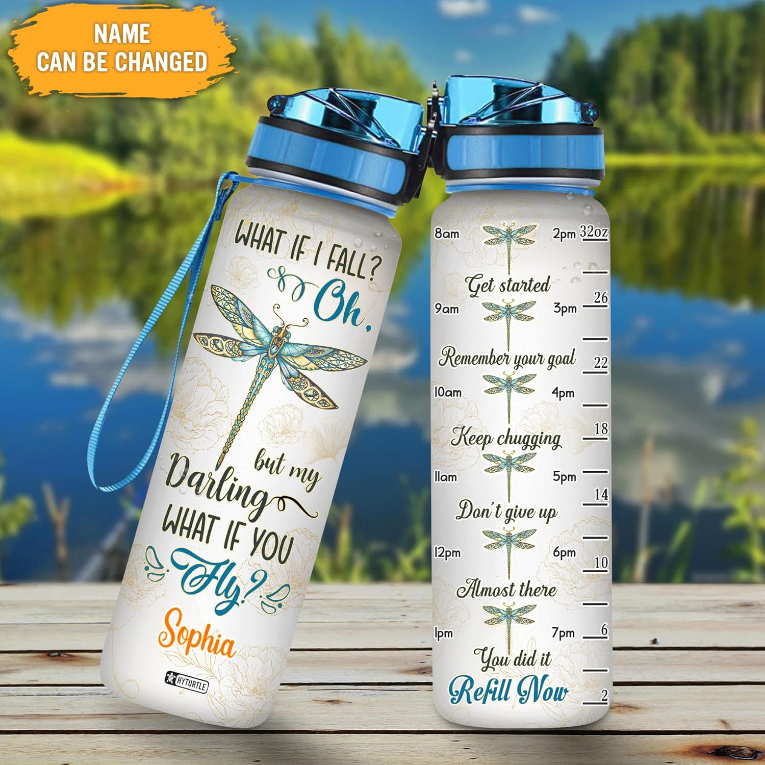 What If I Fall Darling - Personalized Water Tracker Bottle 32oz