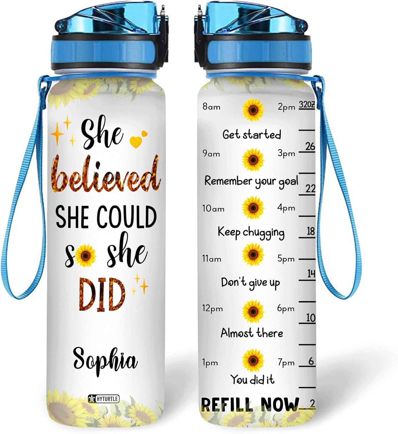 She Believed She Could So She Did - Personalized Water Tracker Bottle 32oz