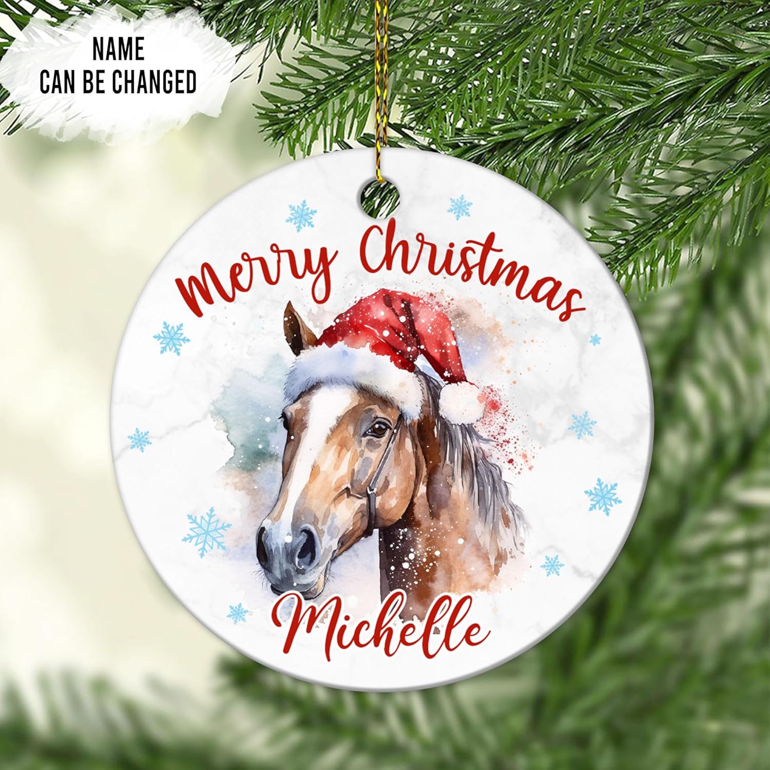 Horse Christmas Ceramic Ornament  Personalized Animal Lover Tree Accent  Unique Holiday Gift Keepsake for Women Kids