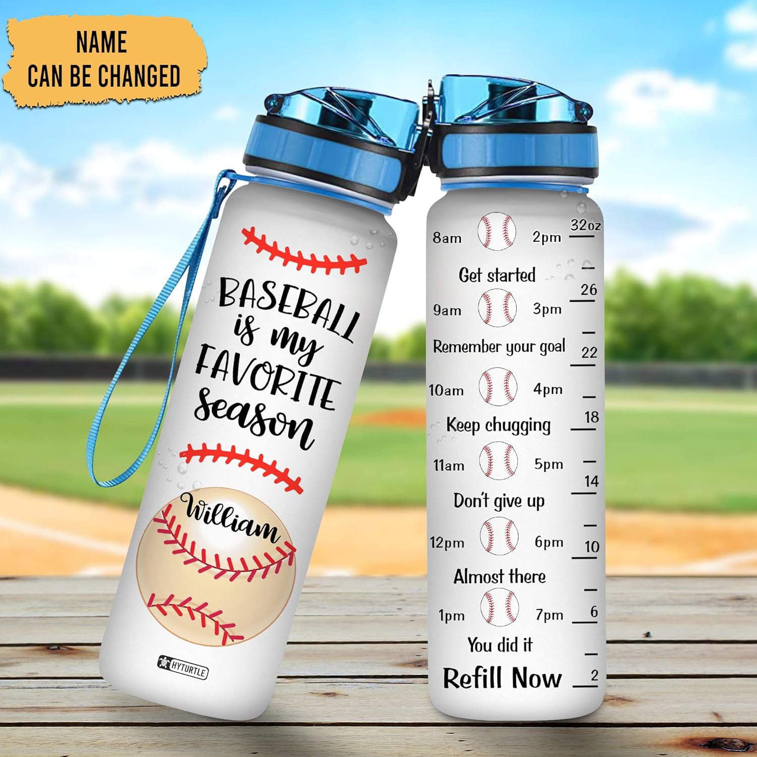 Baseball Is My Favorite Season - Personalized Water Tracker Bottle 32oz