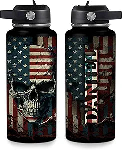 Sunflower Water Bottle 32oz – Insulated Stainless Steel Bottle with Leak-Proof Lid – Personalized Floral Gift