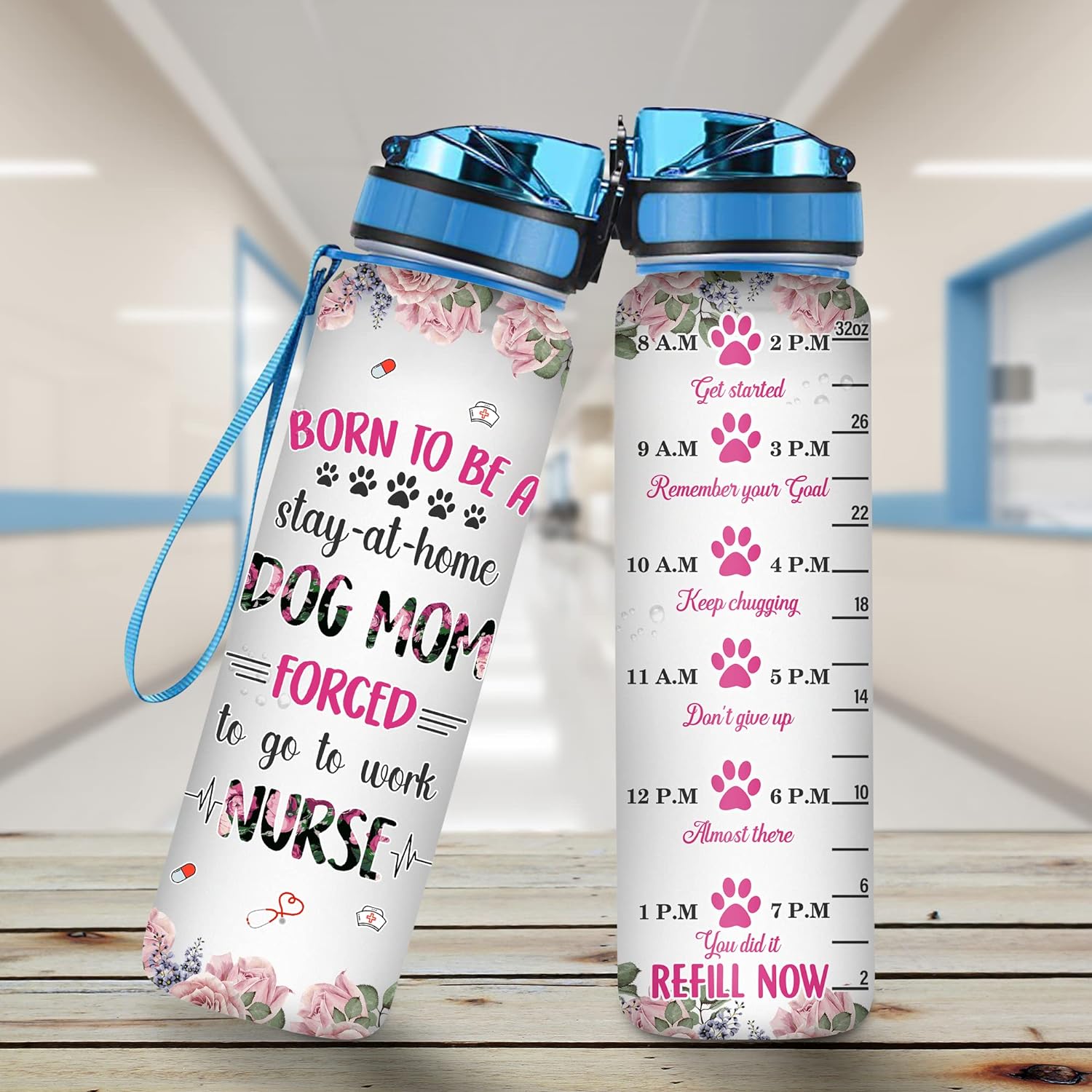 Born To Be A Stay At Home - Water Tracker Bottle 32oz