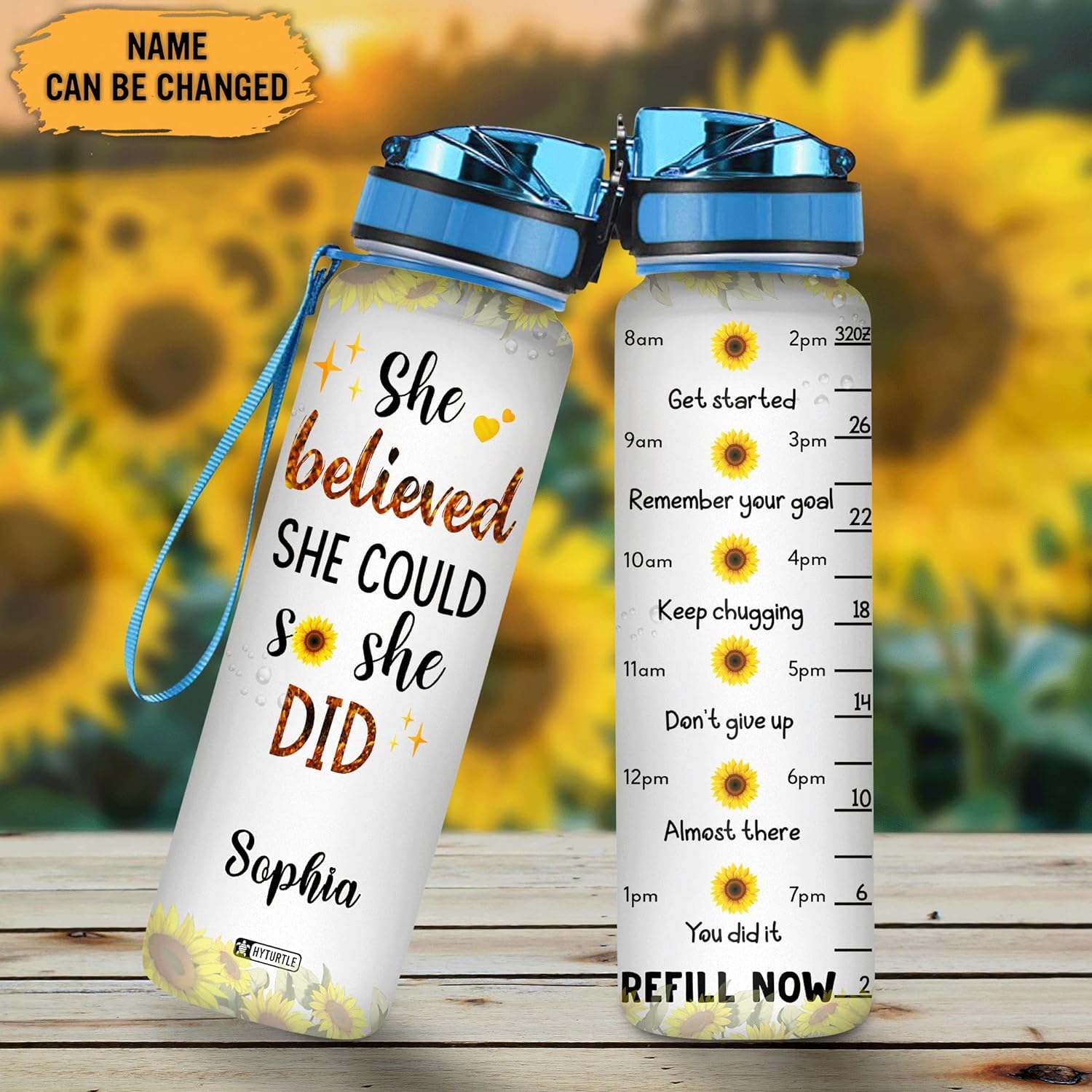 She Believed She Could So She Did - Personalized Water Tracker Bottle 32oz