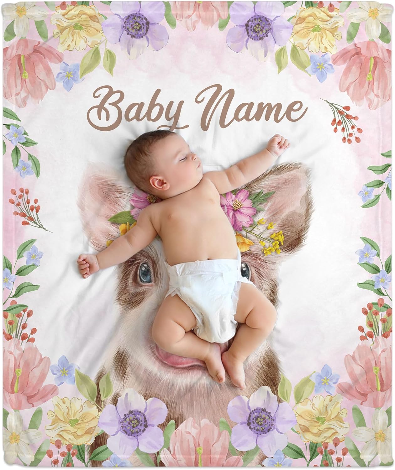 Pig Pattern Baby Blanket - Personalized Blanket