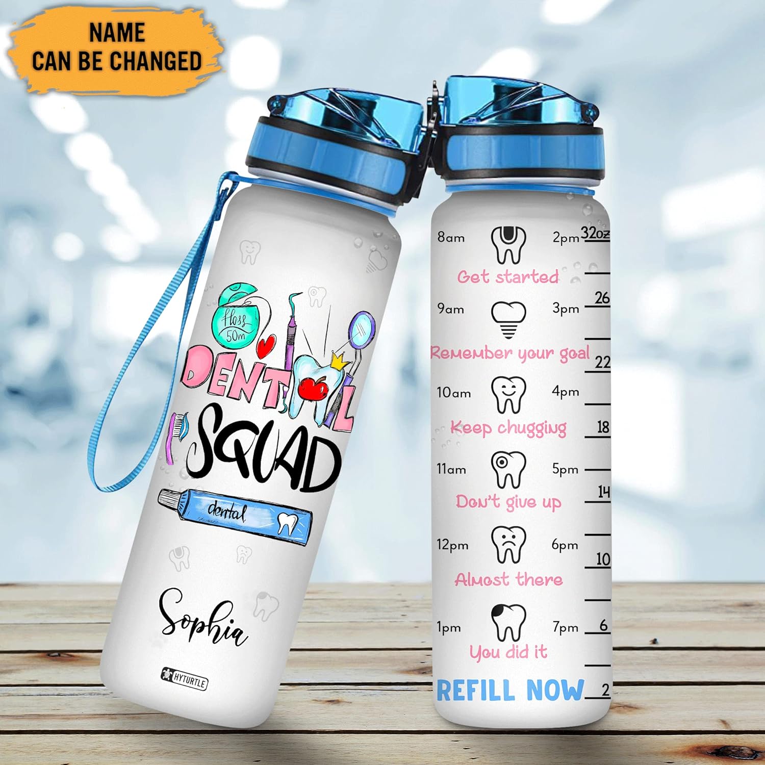 Dental Squad - Personalized Water Tracker Bottle 32oz