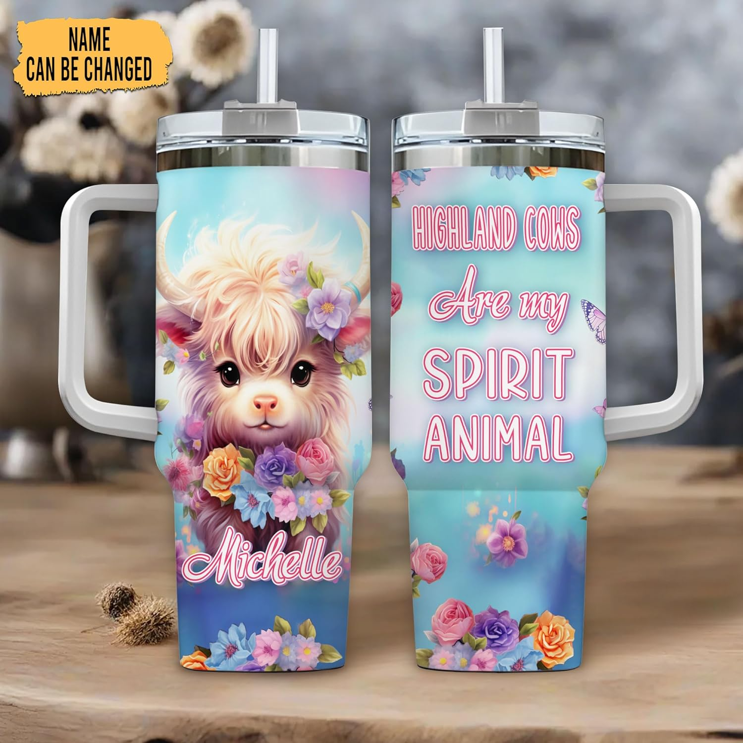 Highland Cow Are My Spirit Animal - Personalized Tumbler 40oz with Straw