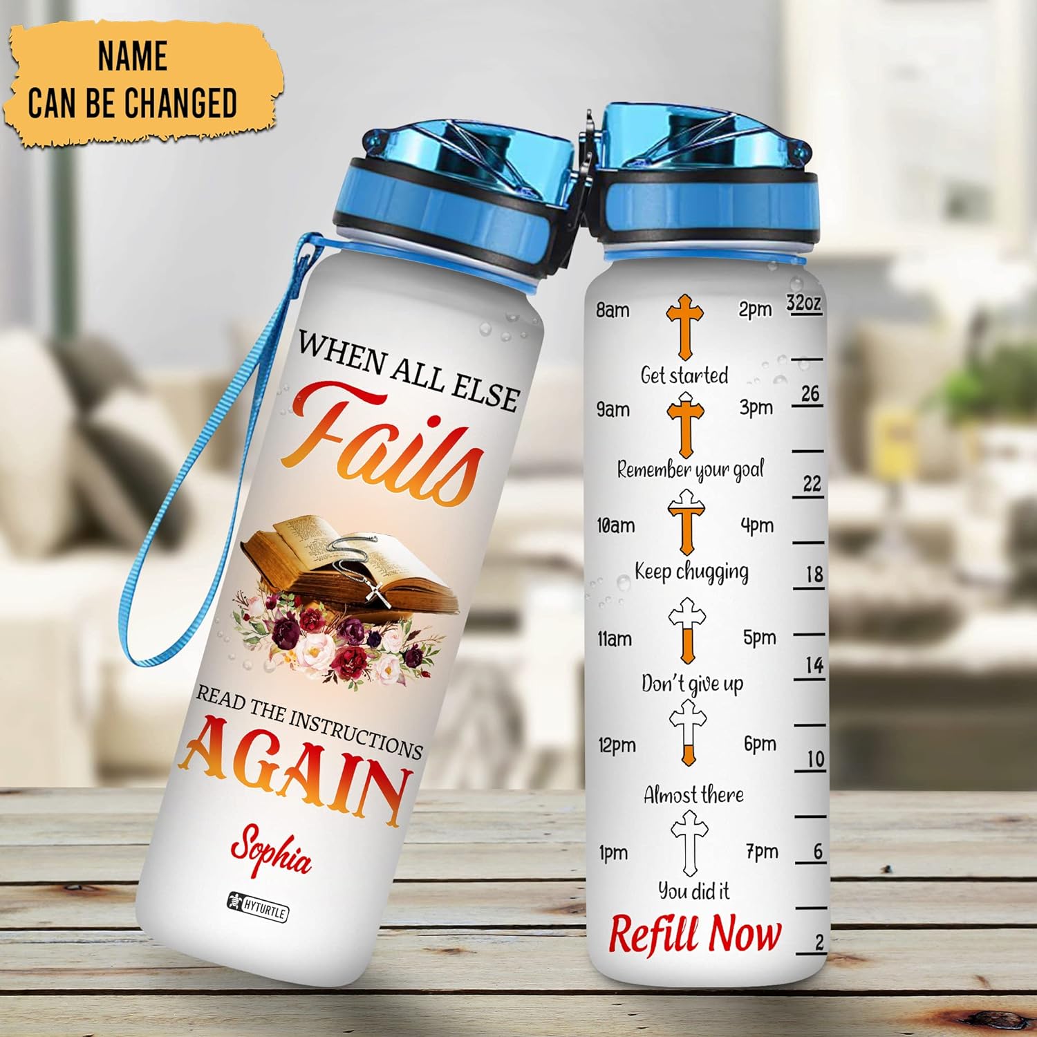 When All Else Fails - Personalized Water Tracker Bottle 32oz