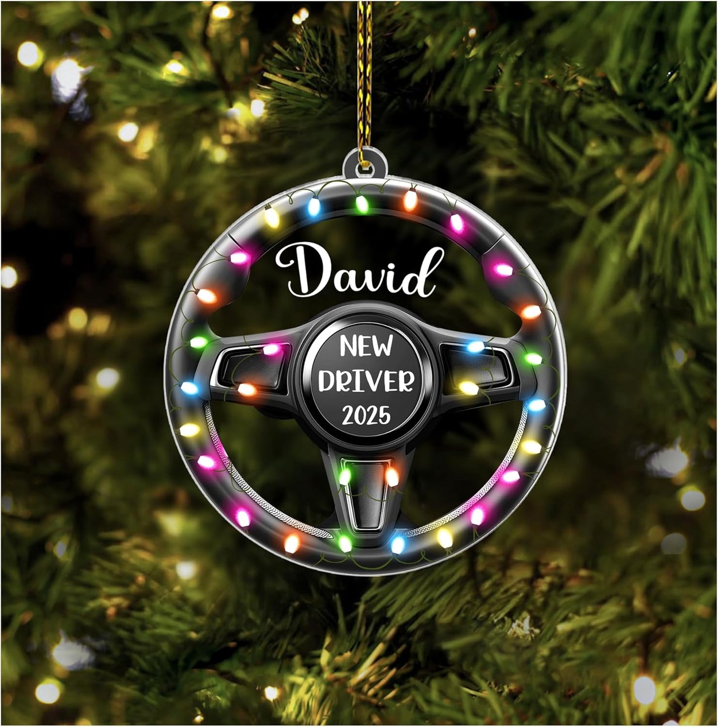 New Driver Steering Wheel Cut Acrylic Ornament – Personalized Christmas Gift for Teen Driver or Car Lover