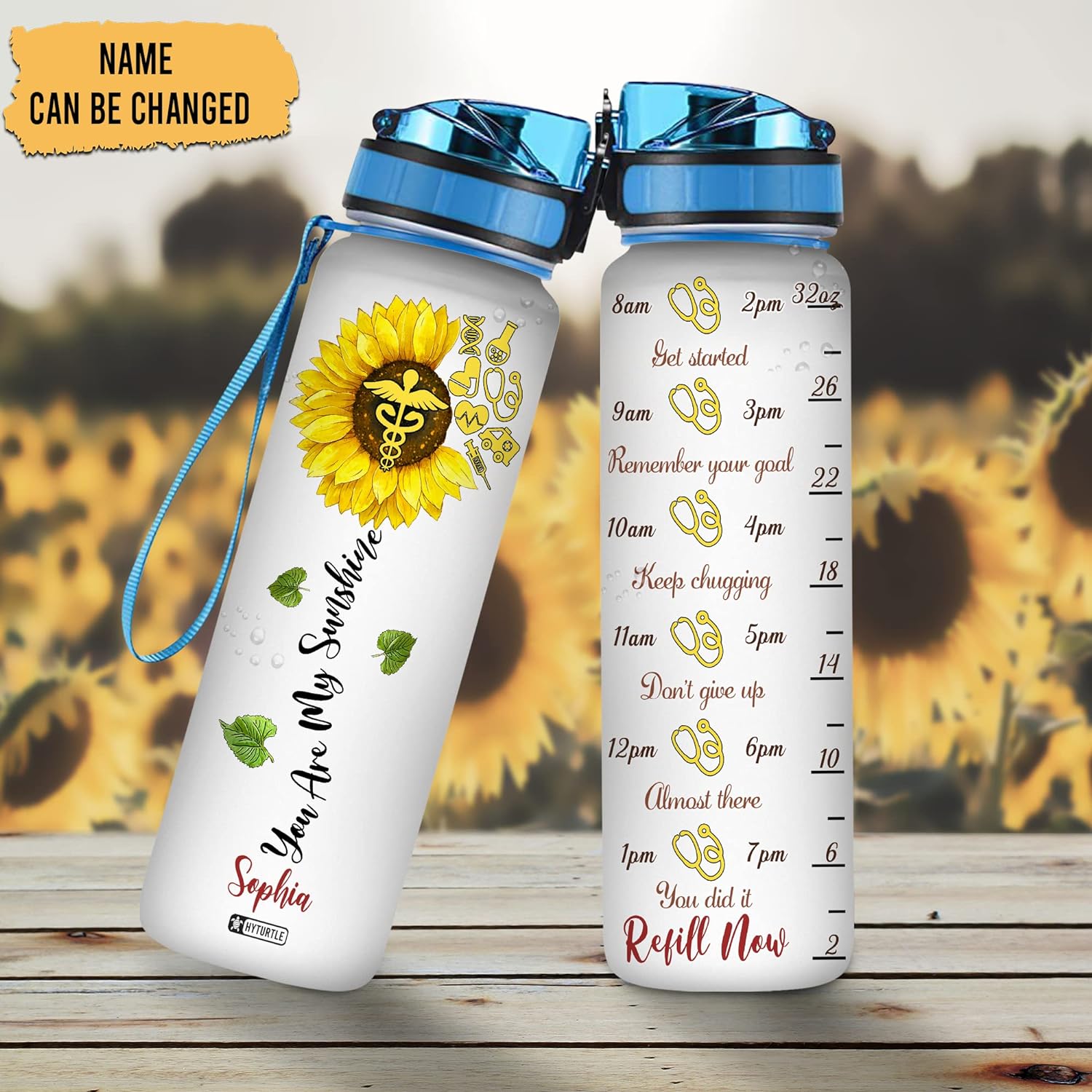 You Are My Sunshine - Personalized Water Tracker Bottle 32oz