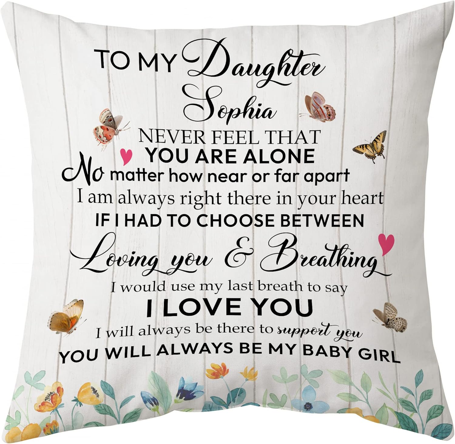 To My Daughter Butterfly - Personalized Pillow(Insert Included)