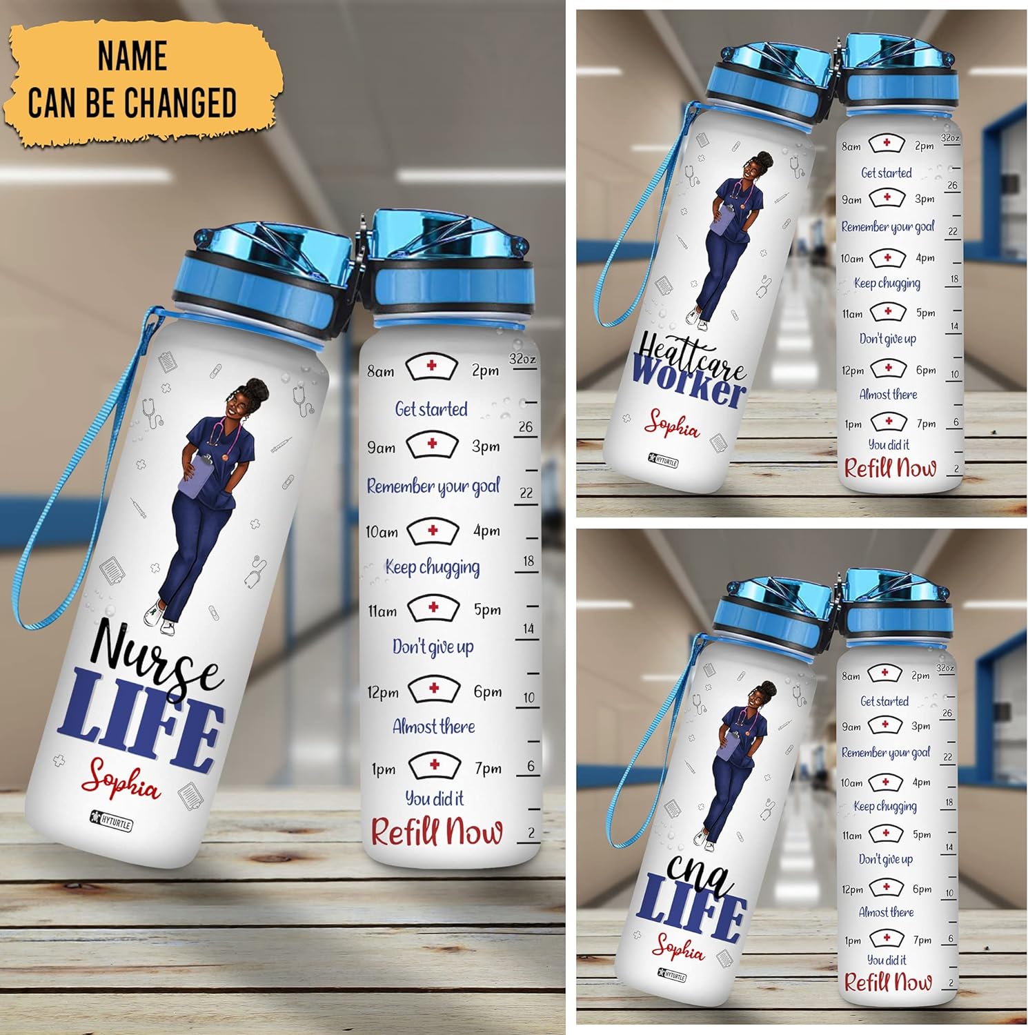 Nurse CMA Life - Personalized Water Tracker Bottle 32oz