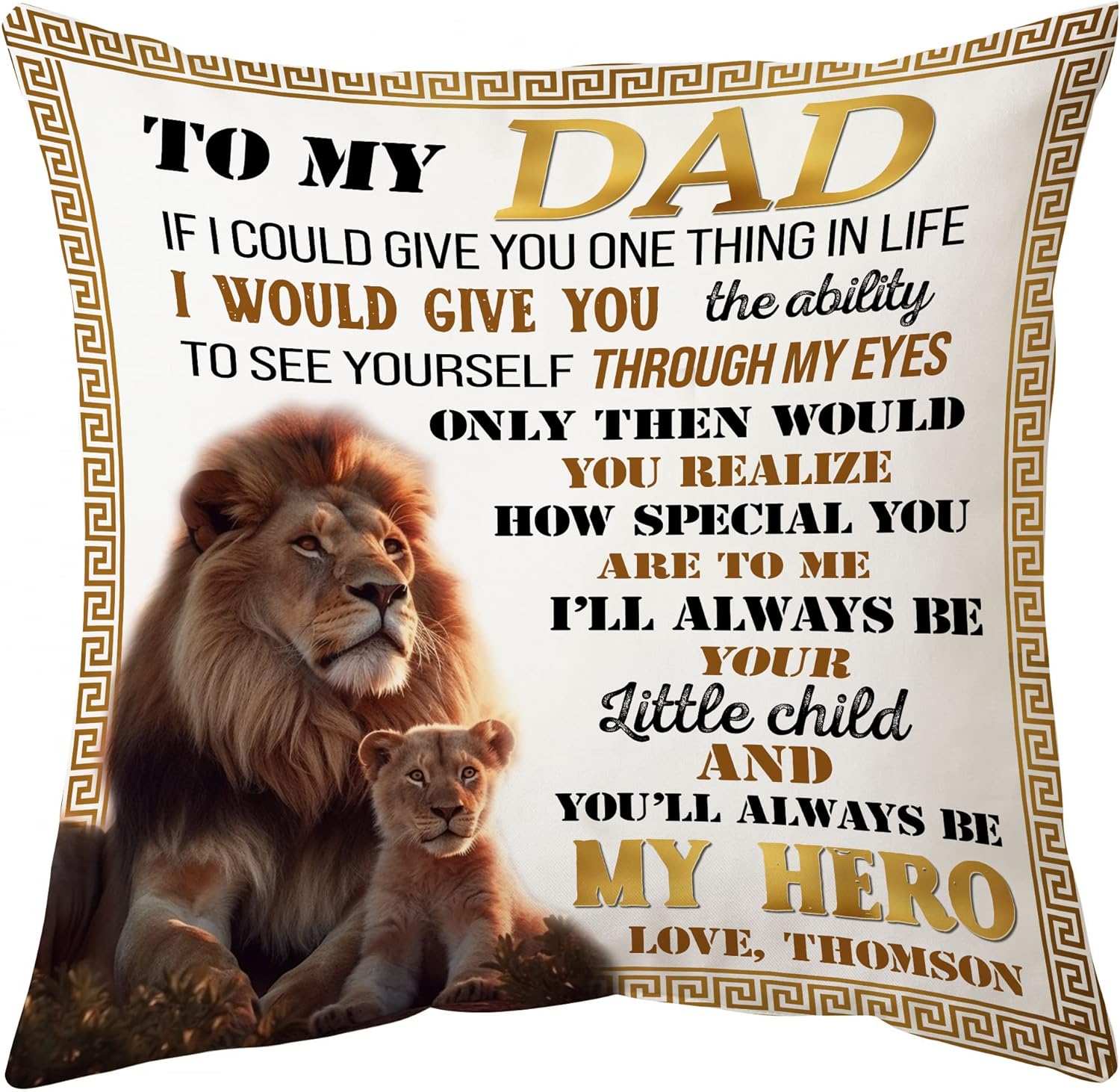 To My Dad Lion - Personalized Pillow(Insert Included)