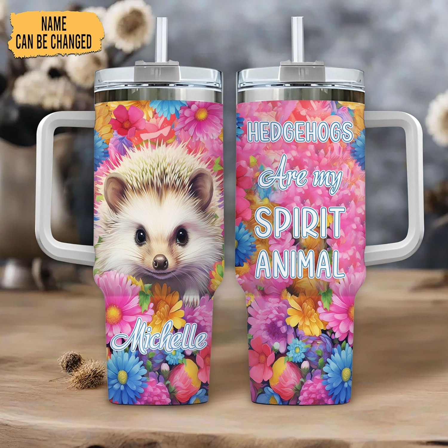 Hedgehog Are My Spirit Animal - Personalized Tumbler 40oz with Straw