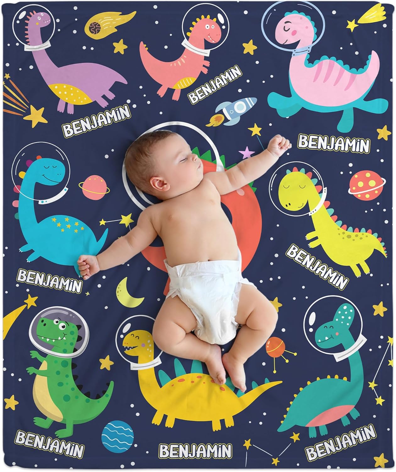 Universe Dinosaur Baby Blanket - Personalized Blanket