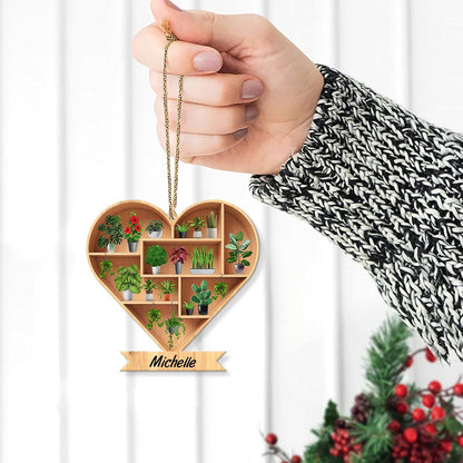 Heart-Shaped Plant Shelf Wood Ornament – Personalized Christmas Gift for Plant Lover, Gardener, or Home Décor Enthusiast