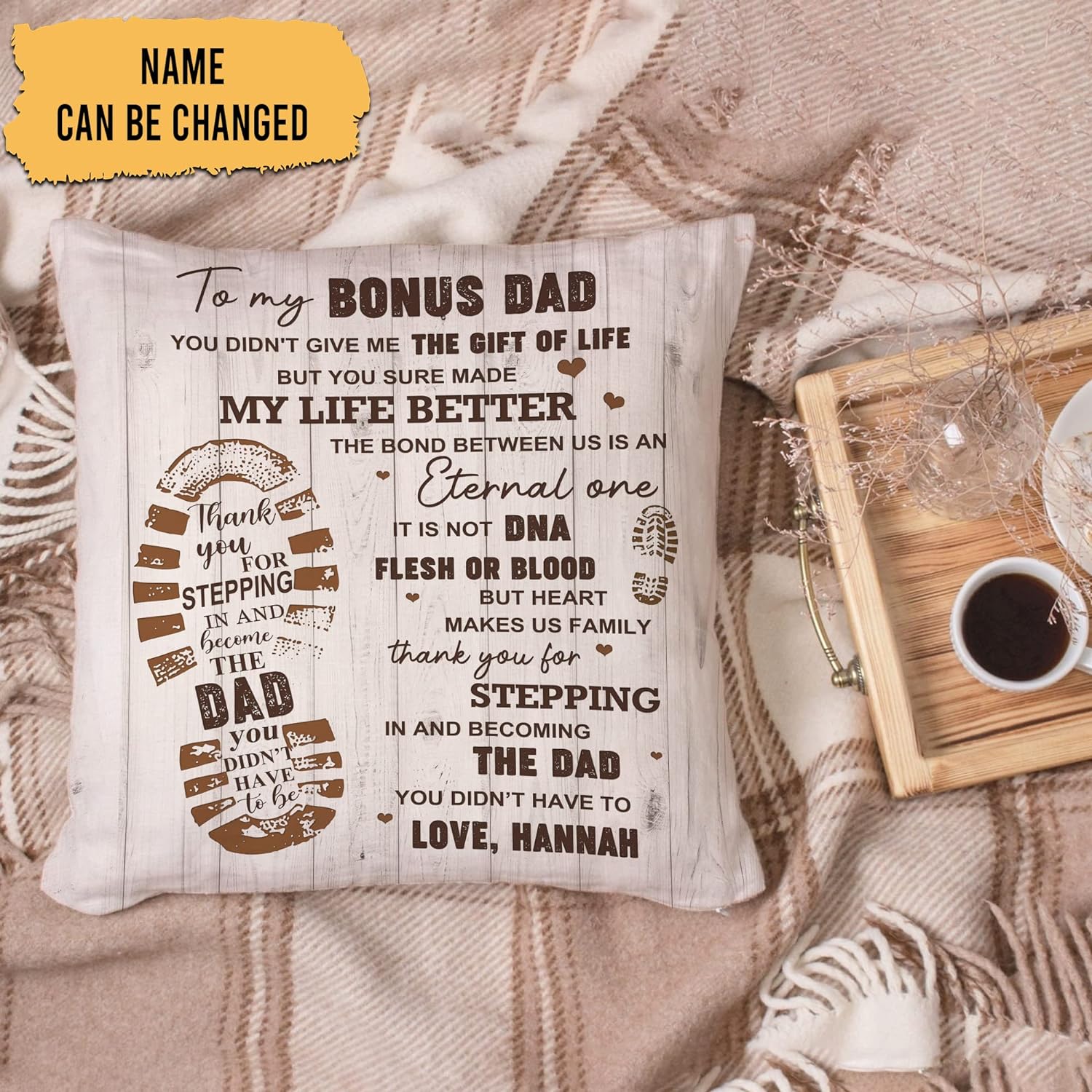 To My Bonus Dad - Personalized Pillow(Insert Included)