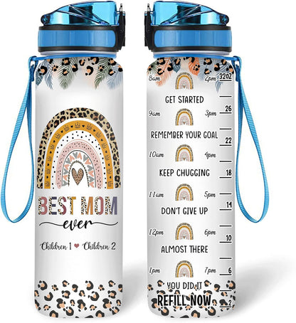 Best Mom Ever - Personalized Water Tracker Bottle 32oz