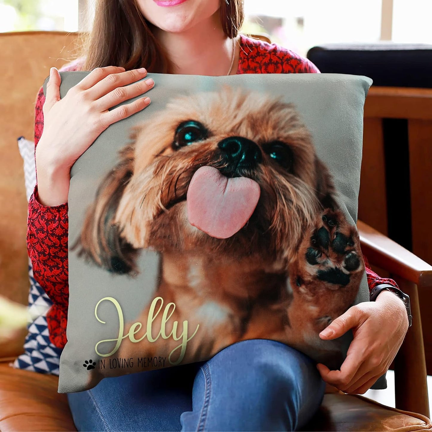 Personalized Dog Memorial Pillow with Insert – Custom Pet Photo Sympathy Gift – In Loving Memory Remembrance Pillow