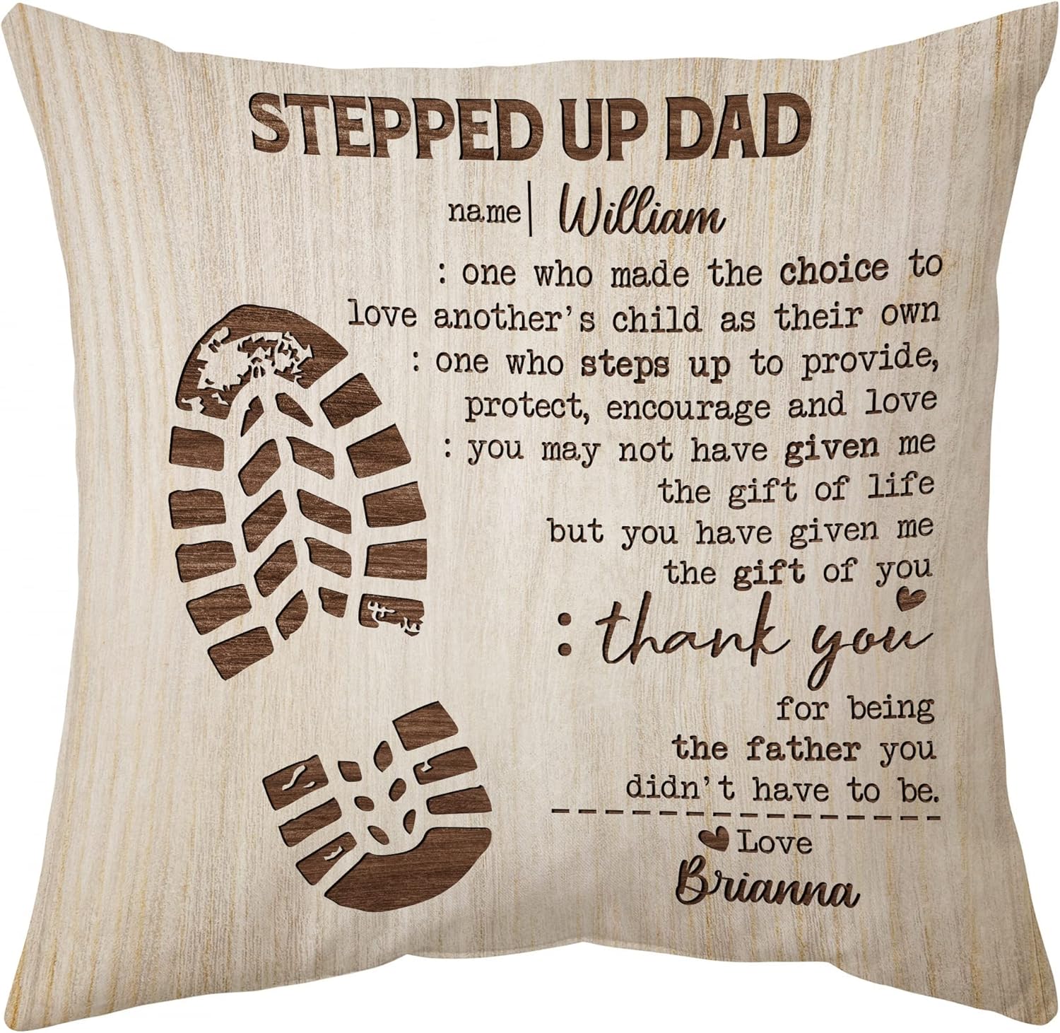 Stepped Up Dad - Personalized Pillow(Insert Included)