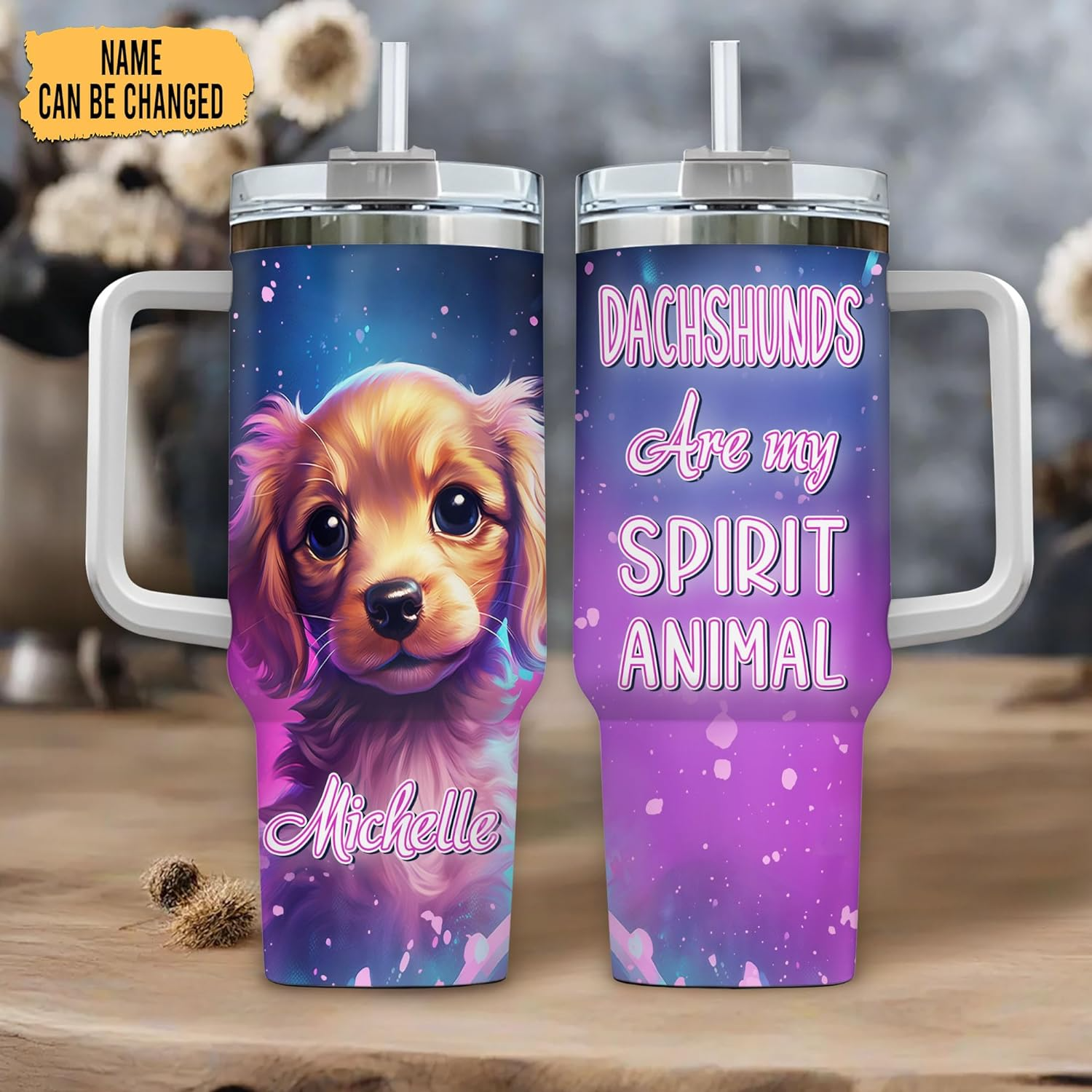 Dachshund Are My Spirit Animal - Personalized Tumbler 40oz with Straw